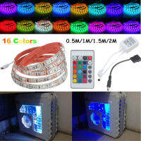 0.5/1/1.5/2M 5W/10W/15W/20W RGB 5050 16สี60 LED แบบ SMD แถบไฟแชสซีคอมพิวเตอร์ + รีโมทคอนโทรล