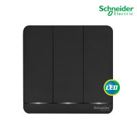 Schneider Electric E8333L1LED_DG_G5 สวิตช์ไฟทางเดียว 3 ช่อง มีไฟ LED 3 switches, 16AX, 250V, 1 way, LED สีดำ รุ่น AvatarOn E - ชไนเดอร์ มอก. 824-2551 สั่งซื้อได้ที่ร้าน PlugOn