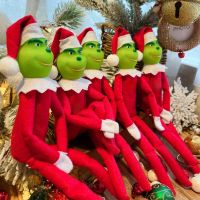 【CW】 Grinc Green Monster Elf Doll Christmas Tree Ornament Merry Christmas Decoration for 2023 New Year Gift