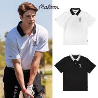 J.LINDEBERG Titleist Taylormade Korean ♠✇✤ MALBON GOLF ชายและหญิงกับเสื้อยืดแขนสั้นกอล์ฟเสื้อโปโลสีขาว 23 ฤดูใบไม้ผลิและฤดูร้อนกระต่ายใหม่