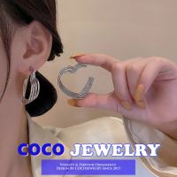 COCOJEWELRY ต่างหูต่างหูเงิน S925เกินจริงรักต่างหูแบบห่วงสำหรับผู้หญิง