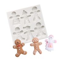 Xmas 6 Even Gingerbread Man Fondant Silicone Cake Mold Christmas Chocolate Candy Clay Mold Baking DIY Decoration Tool Bread Cake  Cookie Accessories