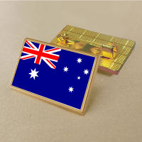 Australian flag pin 2.5*1.5cm zinc die-cast PVC colour coated gold rectangular medallion badge without added resin