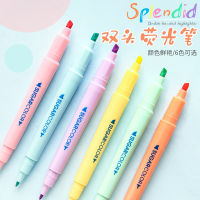 6 Pieces/Set Student Highlighters Double Headed Markers Macaron Color Note Focus Watercolor Pen