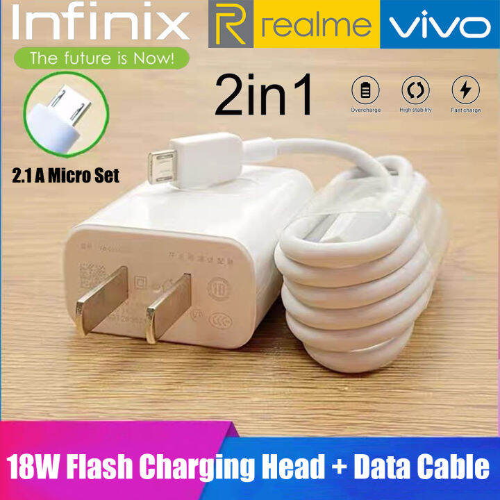 100% original Infinix charger 2.1A flash charging micro USB v8 data ...