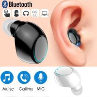 ROJ หูฟังไร้สายขนาดเล็ก Bluetooth5.0,หูฟังสเตอริโอแบบอินเอียร์บลูทูธหูฟังกีฬาแฮนด์ฟรีหูฟังตัดเสียงรบกวนสำหรับเล่นกีฬาวิ่งขับรถ