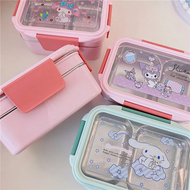 Sanrio Kawaii Pochacco Lunch Box Hello Kitty Kuromi Student Office Worker  Portable Cartoon 1200ML Portable Fresh Lunch Box Gift 