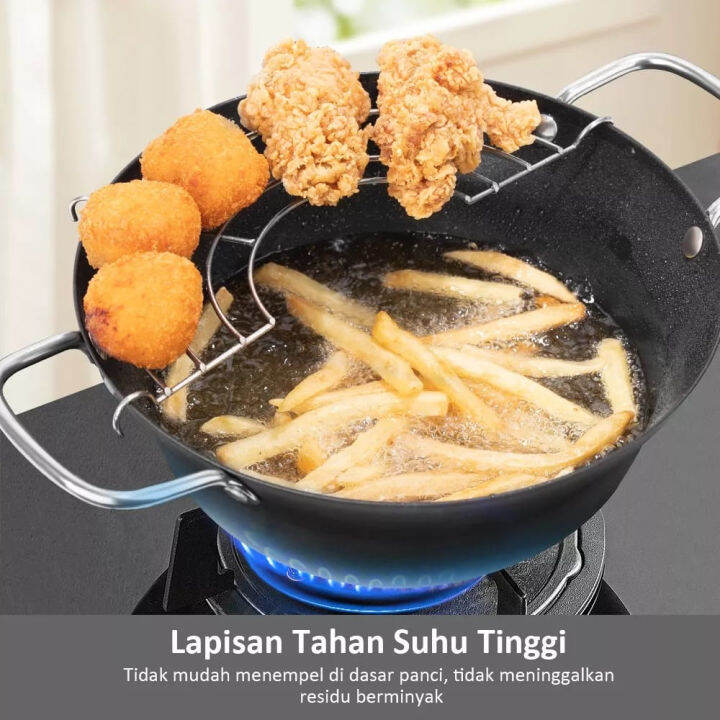 Tempura Fryer Pot, Mini Deep Fry Pan with Drainer Mini Deep frying pan