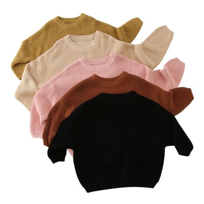 Infant Toddler Blouse Baby Girl Boy Solid Knit Sweater Pullover Sweatshirt Warm Crewneck Long Sleeve Tops Autumn Winter Clothes