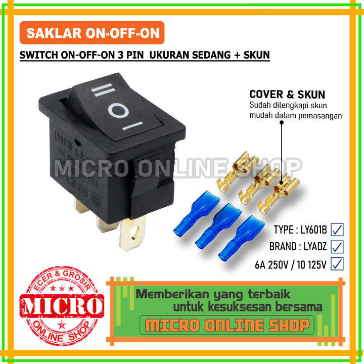 Saklar Jenis On-Off-On Ukuran Sedang + Skun / Switch On Off On 3 Pin ...
