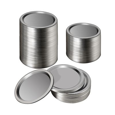 100 Pcs Wide Mouth 86 MM Jar Canning Lids, Reusable Leak Proof Split-Type Silver Lids with Silicone Seals Rings