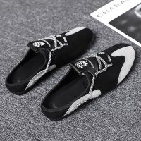 ∋ Ready Stock Mens Shoes Summer Breathable Peas Social Guys Lazy All-Match Casual Half Slippers Trendy