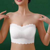 （A So Cute） ฤดูร้อนผู้หญิง Bandeau Top Solid Breathable StraplessBandeau Soft Seamless ผู้หญิง CasualCrop Tops