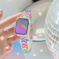 Fashion Small Waist Clear Band Suitable For Apple Watch 8 7 6 5 SE 4 Slim Bracelet Resin Strap For iWatch Band 41 45 38 40 49mm