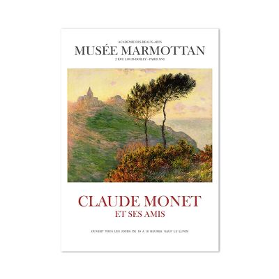 Claude Monet โปสเตอร์ฝรั่งเศสภาพวาดผ้าใบพิมพ์ลายนามธรรมพิพิธภัณฑ์ศิลปะวินเทจศิลปะบนผนัง69F 0717