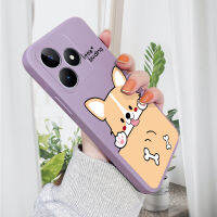 เคส PMP สำหรับ Realme C53 Realme Narzo N53การ์ตูนรูปสุนัขน่ารัก Corgi เคสโทรศัพท์สี่เหลี่ยมแบบดั้งเดิมปลอกซิลิโคนของเหลวเคสป้องกันทนแรงกระแทกกล้องคลุมทั้งหมด