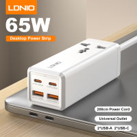 LDNIO ที่ชาร์จปลั๊กไฟตั้งโต๊ะ2เมตร2500W ปลั๊กไฟ65W เครื่องชาร์จ USB-C 65W รองรับ USB USB พกพาอเนกประสงค์สายไฟต่อเต้าเสียบไฟ