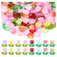 320 Pcs Handcrafted Tulips Glass Spacer Bead Crystal Loose Glass Flower Beads Beading Material