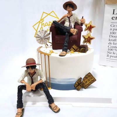 Luffy Piece Monkeyd One Figures Sitted Cake Miniatures Ornaments Desktop Gift