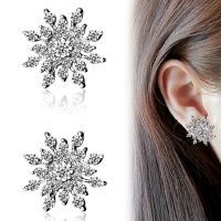 ประณีต S925คริสตัล Rhinestone ดอกไม้ Snowflake Stud ต่างหูสำหรับงานแต่งงานของผู้หญิงเครื่องประดับของขวัญวันวาเลนไทน์