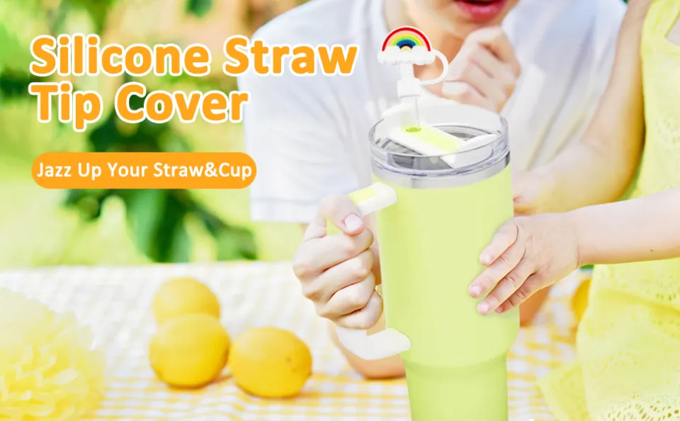 8 PCS Silicone Straw Cover Stanley Straw Tips Cover Strawberry
