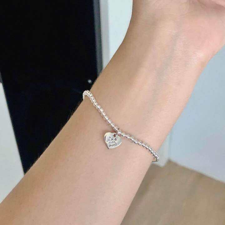 winterwinter-silver925-jewelry-เครื่องประดับเงินแท้925-กำไลข้อมือลายดอท-3-mm-ห้อยจี้รูปหัวใจ-love-you-more-love-you-to-the-moon-ข้อมือร้อยเอ็นยืดขนาด-6-6-5นิ้ว