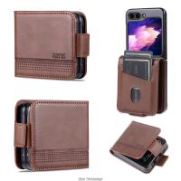 Deluxe Magnetic Adsorption Leather Fitted Case for Samsung Galaxy Z Flip 5 / Z Flip5 Flip Cover Protective Case Fundas Coque