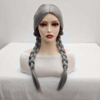 European and American style double Fried Dough Twists braid girls wig trend Versatile gray wig head cover Korean style wig cover