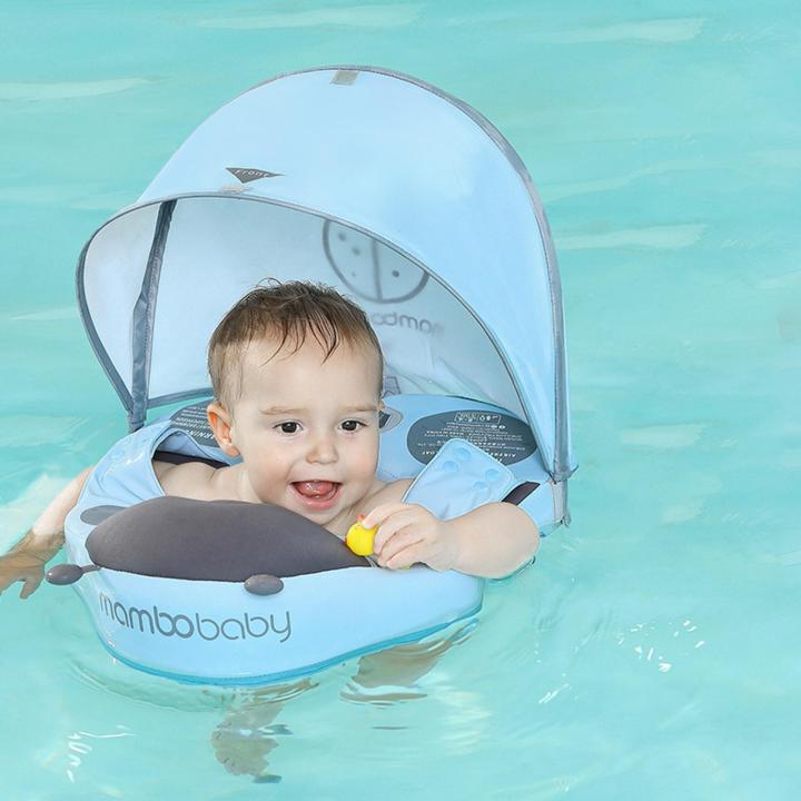 gepeack-ของเล่นห่วงว่ายน้ำเอวสีทึบ-พร้อมที่ทารกลอยหลังคาสำหรับเด็กทารกเด็กผู้ชายเด็กทารก