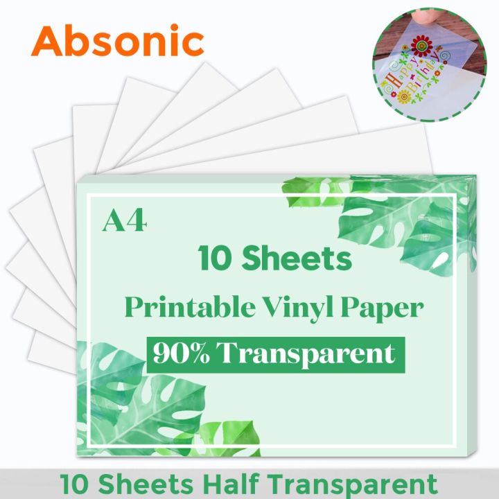 10 Sheets Glossy White Printable Vinyl Sticker Paper A4