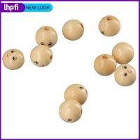 LHPFI 100pcs ทำจากไม้ ลูกปัดไม้ลูกปัด 18mm ครับ พิมพ์ undyed ลูกปัดหัวกลม พิมพ์ undyed Ball มีรู ลูกปัดหน้าตาขี้อาย การทำเครื่องประดับงานฝีมือ DIY