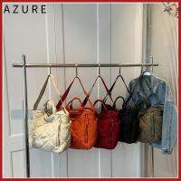 AZURE ผ้าขนเป็ด กระเป๋าโท้ท จุได้มาก พื้นที่ฝ้าย กระเป๋า Crossbody ลำลองแบบสบายๆ ผ้านวมบุนวม กระเป๋าถือแบบถือ สำหรับผู้หญิง