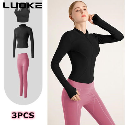 Luoke 3ชิ้น (เสื้อ + กางเกง + กางเกง) มีความยืดหยุ่นบางวิ่งโยคะการวิ่งออกกำลังกายชุดกีฬา2021ใหม่ขนาดใหญ่