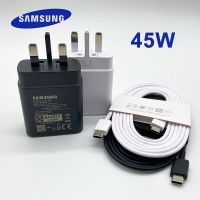 เหมาะสำหรับ Samsung ปลั๊กแบบ UK ที่ชาร์จความเร็วสูง45วัตต์ PD อะแดปเตอร์เครื่องชาร์จเร็วสุดๆ1.8เมตรประเภท C สำหรับ GALAXY S23 S20 S21 S22 Plus Book 2 3 Pro