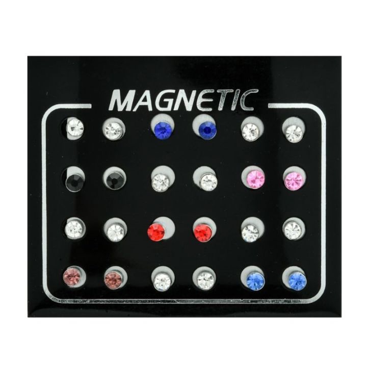 12-pairs-mixed-colors-crystal-rhinestone-magnetic-stud-earrings-non-piercing-clip-on-earrings-fashion-jewelry-unisex