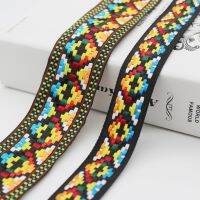 [HOT!] 40MM 25MM Jacquard Ribbon Thick Woven Webbing Trims Check Colorful Rhombus Tape For DIY Craft Making Accessories 1 Inch 1.5 Inch