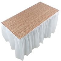 Disposable White Table Skirt Plastic Pink Table Decoration for Birthday Party Wedding Festival Round Rectangular Tables 420x70cm