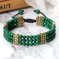 Natural Stone Beads Bracelet 4mm Malachite Black Lava Yoga Energy Hot Couple For Women Men Jewelry Braided Rope Knot Bangle Gift Charms and Charm Brac