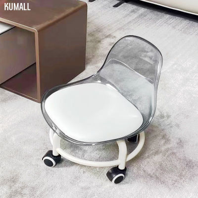 KUMALL เก้าอี้สตูล ทรงกลม  Light luxury สตูลเตี้ยสไตล์นอร์ดิก ขนาดเล็ก-กะทัดรัด หมุนได้ 360°  วัสดุอะคริลิค มีล้อ