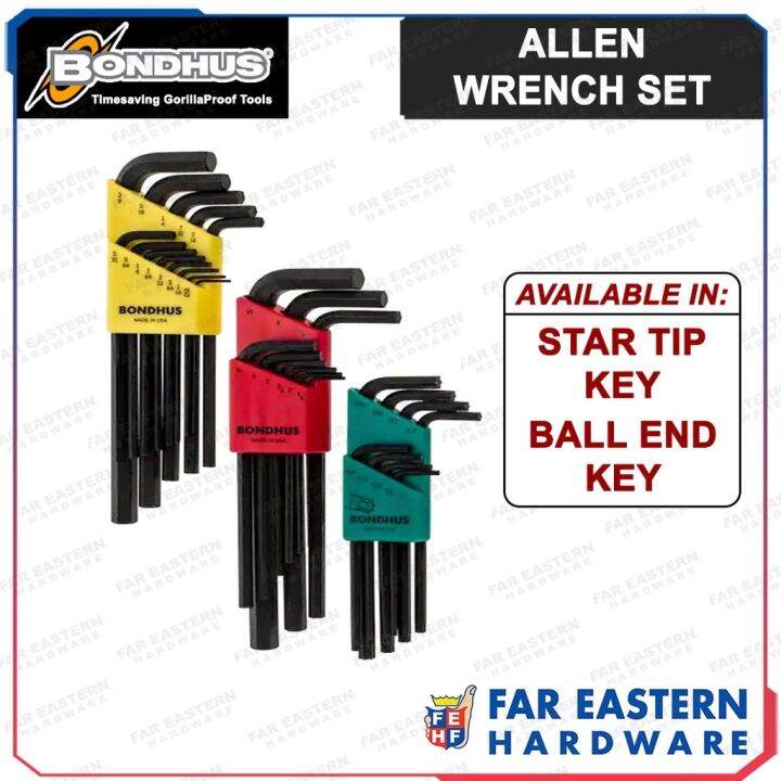 hot BONDHUS Allen Wrench Set Hex Key Ball End Star Tip Key Lazada PH