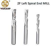 Vsharp 3.175 4 5 6mm Shank 2 ขลุ่ยซ้ายเกลียว End Mill ทังสเตนคาร์ไบด์ขอบคู่ลงตัดมิลลิ่งตัดสําหรับอะคริลิ MDF PVC