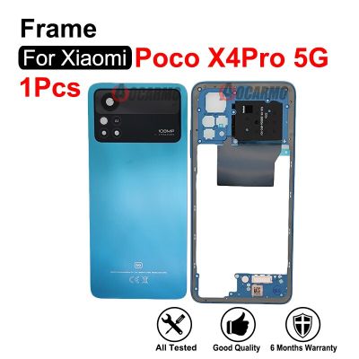 สำหรับ Poco X4 Pro X4pro 5G เฟรมกลาง + คีย์ด้านข้างและด้านหลังชิ้นส่วนอะไหล่ฝาปิดช่อง