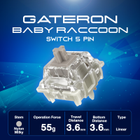 RAZEAK (1ชิ้น) Gateron Baby Raccoon V2 Switch 5 pin สวิตช์ Linear สำหรับคีย์บอร์ด Mechanical keyboard Pre lub แล้ว