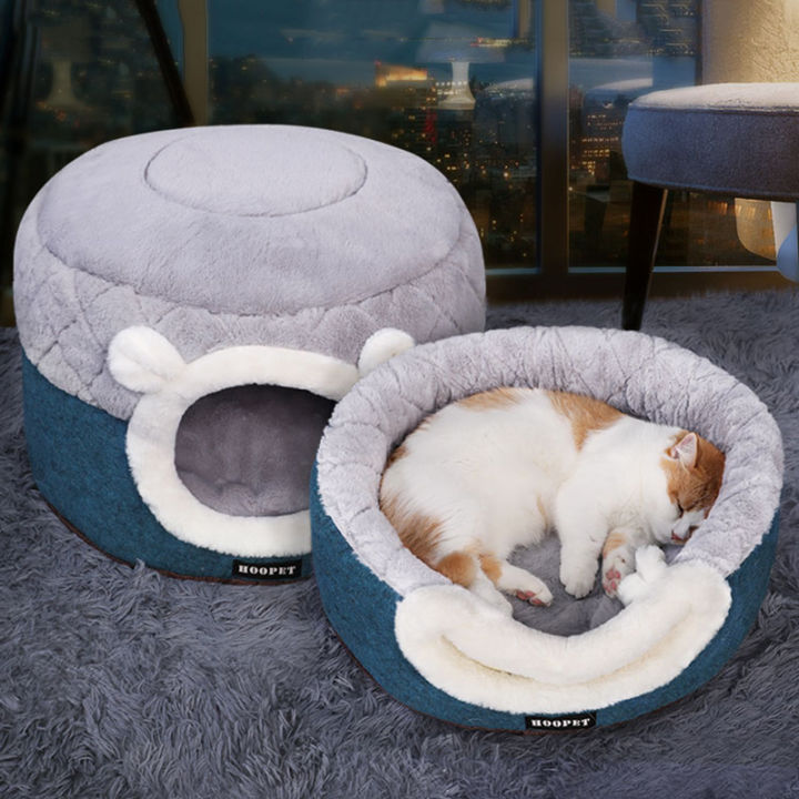 hoo-cat-bed-house-soft-plush-kennel-puppy-cushion-สุนัขขนาดเล็กแมว-nest-ฤดูหนาว-warm-sleeping-dog-bed-mat-อุปกรณ์
