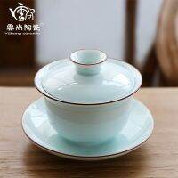 Jingdezhen ชาเครื่องเซรามิค Tureen Fat เคลือบสีขาวกังฟูชาดำชา Puer Oolong Teaware มือจับ Gratis Ongkir ถ้วยชา