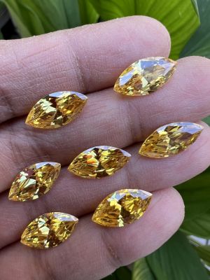 CZ เพชร CZ พลอย สีเหลือง เพชรรัสเซีย รูป มาร์ควิส 6x12 มม (4 เม็ด) AMERICAN DIAMOND ZIRCONIA CZ MARQUISE SHAPE 6x12 MM (4PCS)