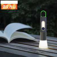 ไฟฉาย LED แบบซูมได้ BEAU พร้อมด้วยตะขอกดชนิดกดชาร์จได้ยามฉุกเฉินไฟฉายสำหรับปีนเขาการตั้งแคมป์