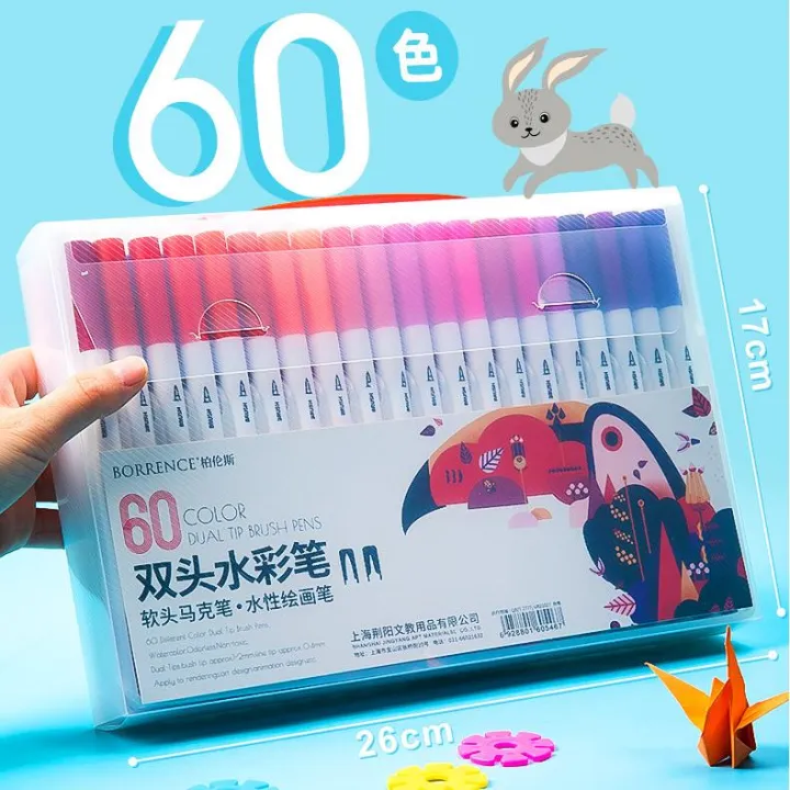 Borrence 48/60/72/100 Colours washable Doubleended Watercolor Pen