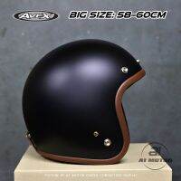 หมวกกันน็อก คลาสสิค ไซสใหญ่ Classic Helmet Big size รอบหัวไม่เกิน60c m ดำด้านขอบน้ำตาล