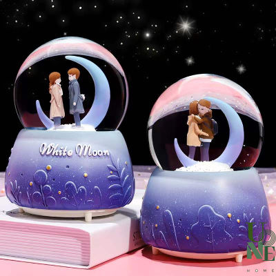 UoneHome พร้อมส่ง ♥ H050 กล่องดนตรีลูกแก้ว คู่รักดวงดาวหิมะ ของขวัญวันเกิด ของขวัญให้แฟน วันครบรอบ วาเลนไลน์ ♥มีบริการรับห่อของขวัญ+การ์ด♥